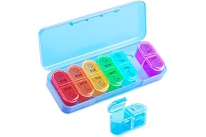 Betife Weekly Pill Organizer 2 Times a Day, 7 Day Pill Box AM PM, Portable Travel Pill Case, Daily Pill Container Day and Night, Medicine Organizer for Medication, Vitamin or Supplement（Blue）
