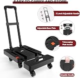 SOLEJAZZ Folding Hand Truck Dolly 500 lb 6 Wheels 2 Straps Black view 4