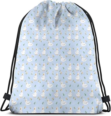 Amazon ナップサック アヒル ブルー 花柄 ナップサック ジムサック スポーツバッグ 収納バッグ 巾着袋 バックパック 大容量 軽量 旅行 防水 部活 水泳 メンズ レディース 子供 おしゃれ 大きい Runjiah ショルダーバッグ