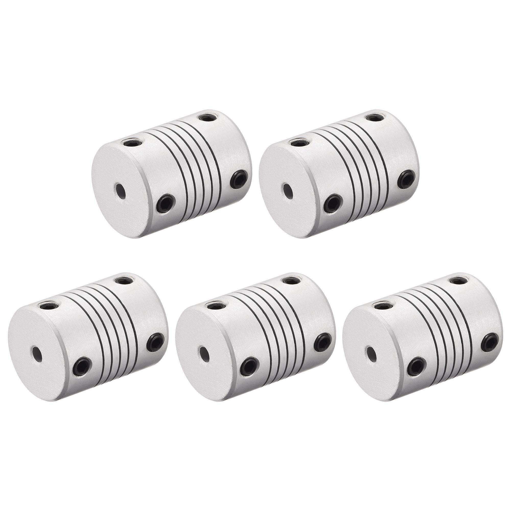 sourcing map 3mm to 4mm Aluminum Alloy Shaft Coupling Flexible Coupler Motor Connector Joint L25xD19 Silver,5pcs