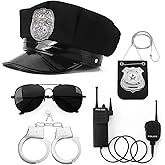 Fleursun Police Costume Accessories Adjustable Cop Hat for Adult Kids Police Officer Theater Dress Up Theme Party Halloween costume Accessories