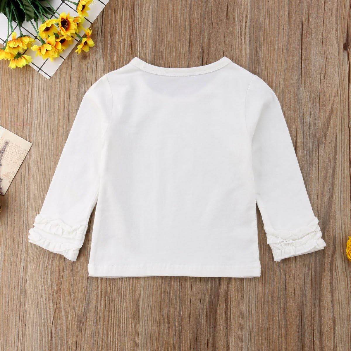 Toddler Baby Girl Basic Plain Ruffle Cuff Long Sleeve Cotton T Shirts Tee Tops: Clothing