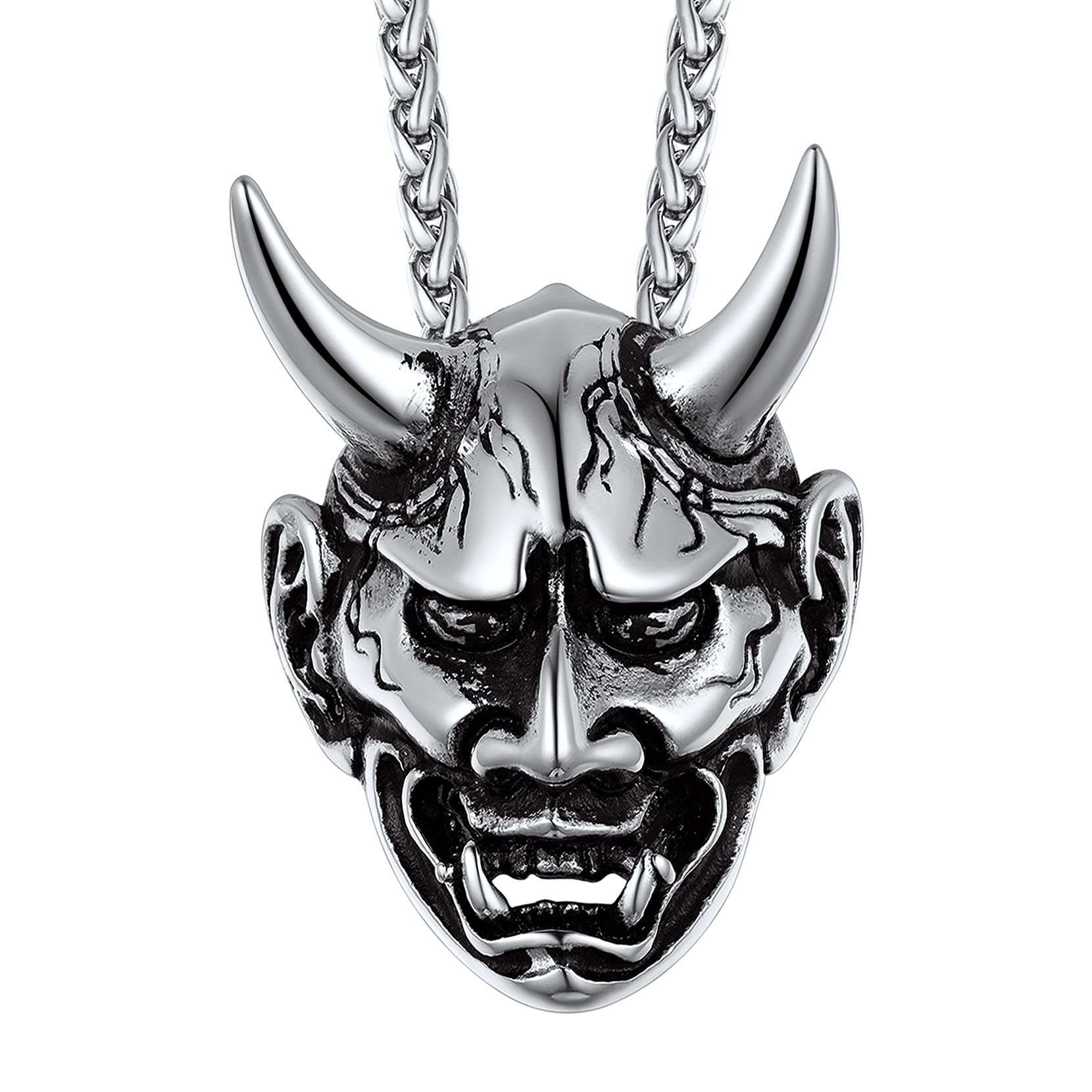 Richsteel Necklace Men Stainless Steel Pendant Gothic Y2K Jewellery Hannya Punk Gifts Goth Mens Necklaces