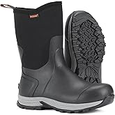 Showave Men's Rain Boots Excursion Rubber Boot Calf High Waterproof Insulated Mud Boots Outdoor Footwear for Trekking Gardening Farming Hunting Fishing