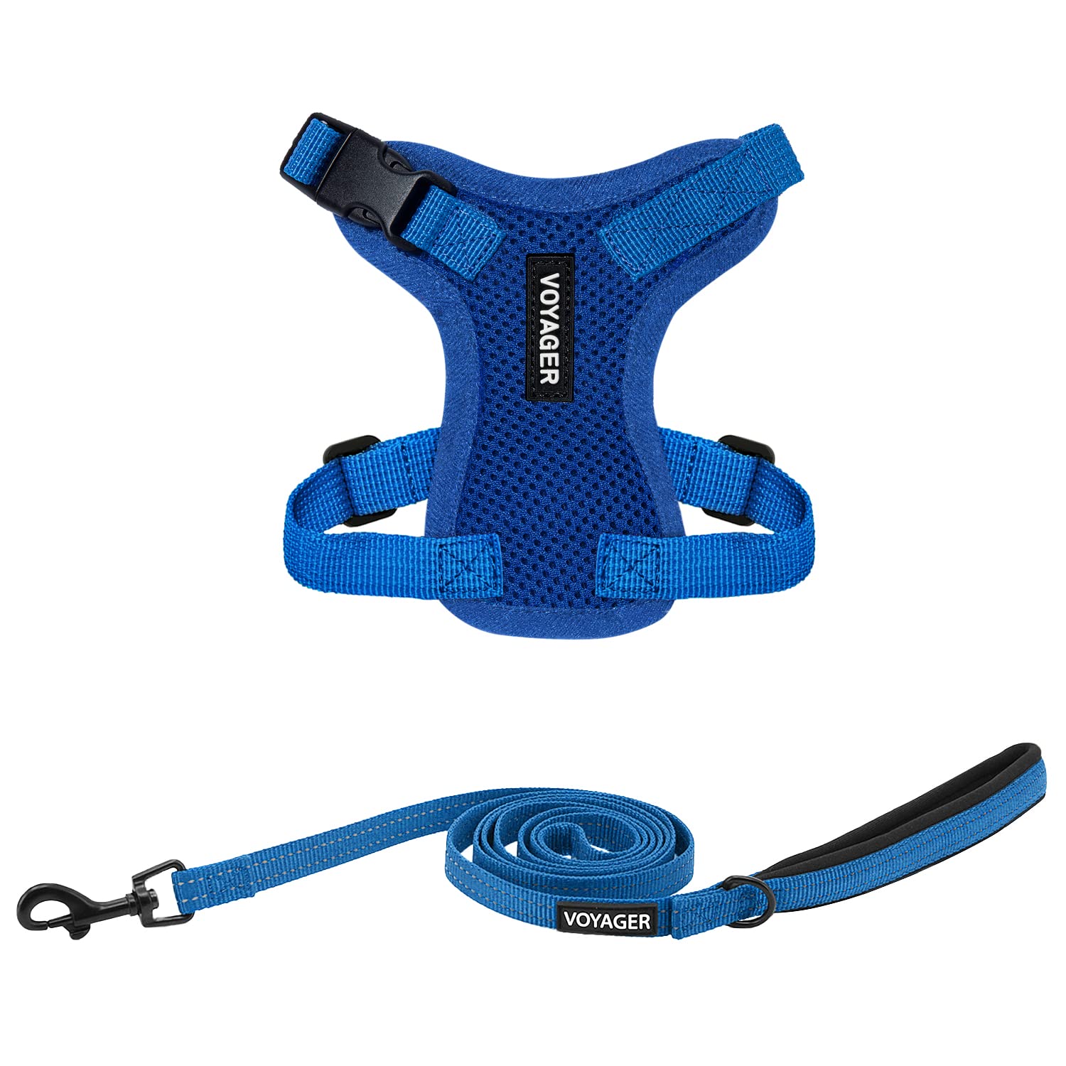 Voyager Step-in Lock Adjustable Cat Harness w. Cat Leash Combo Set with Neoprene Handle 5ft - Supports Small, Medium and Large Breed Cats by Best Pet Supplies - Royal Blue, XXXS