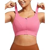 VFUS Adjustable High Impact Sports Bras for Women Zip Front Full Coverage and Lift Padded Compression Tops