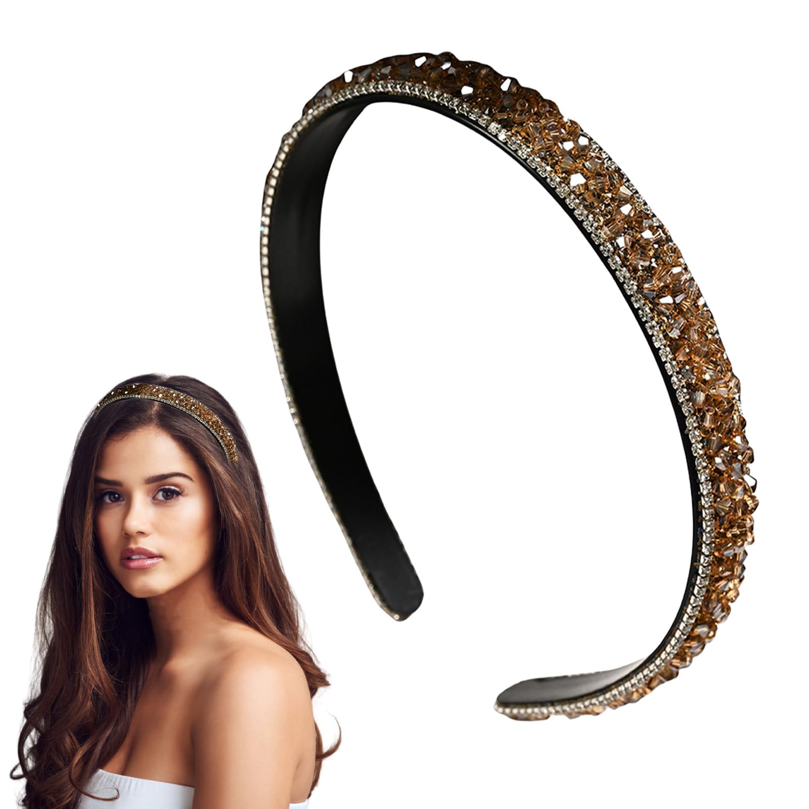Traziewell Ladies Headbands Decorative Sparkly Glitter Crystal Rhinestone Headbands Bling Hair Bands Accessories for Women, 2215