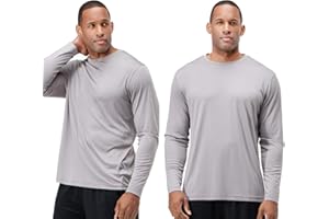 DEVOPS 2 Pack Men's Sun Protection Quick Dry Long Sleeve Rash Guard Fishing Running Garden Cycling Garage Homewear Shirt