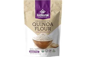 LiveKuna Organic Quinoa Flour - Gluten Free All Purpose Flour & Wheat Flour Alternative For Baking & Cooking Recipes - Vegan Quinoa Flour, Rich In Protein & Fiber for Keto & Paleo Diets, 32oz Bag