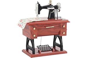 Vintage Music Box, 6x4.7x3 Simulation Sewing Machine Figurines Clockwork Retro Plastic Music Box Table Desk Decoration Sewing