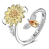 925 Sterling Silver Rings Sunflower Fidget Ring for