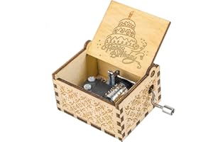 MUZERO Happy Birthday Music Box Gift, Bday Gift for Daughter Son Wife Husband Boyfriend Girlfriend Wood Hand Crank Musical Box Play Happy Birthday to You