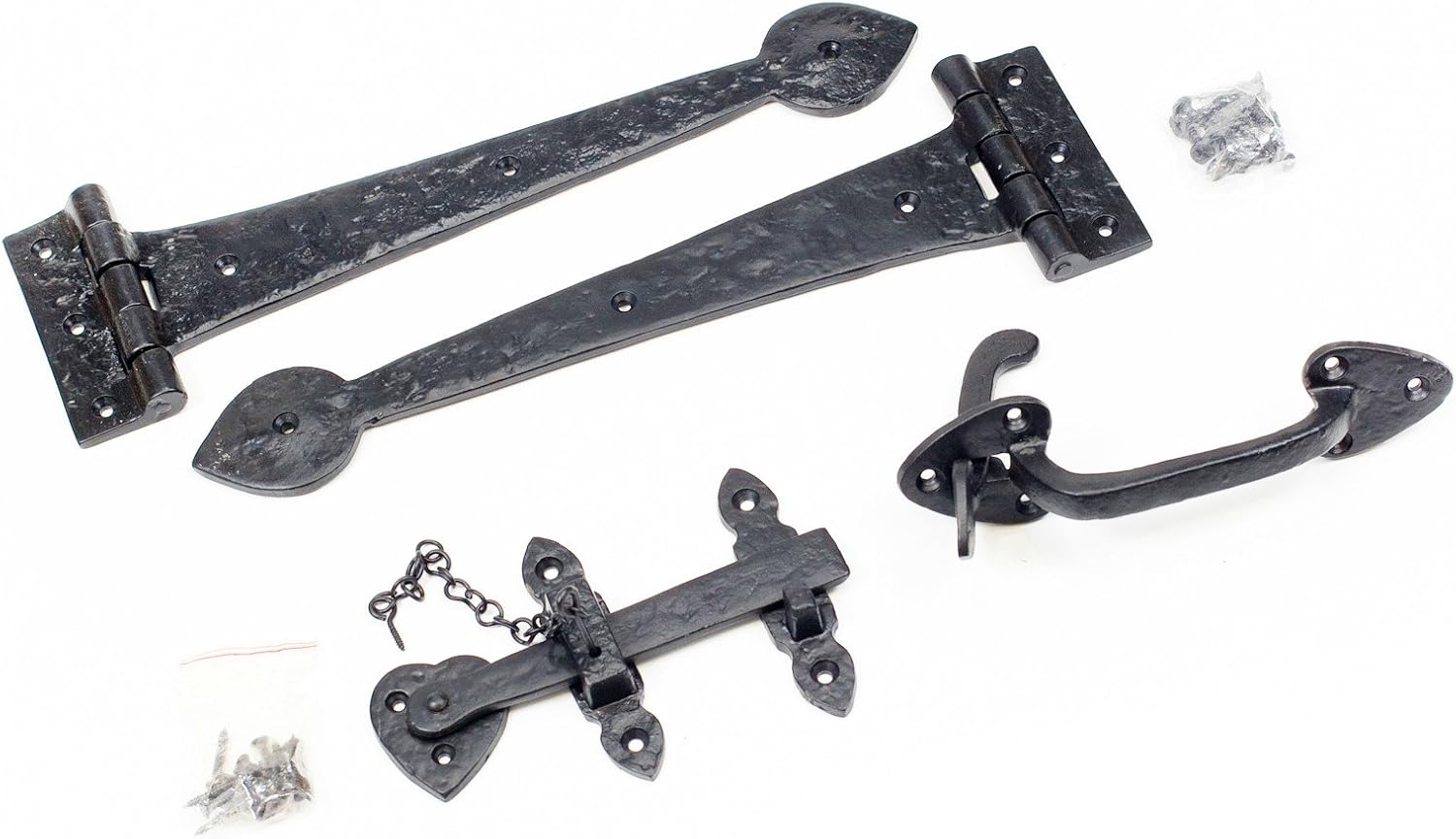 1st Fix South Ornamental 300mm Black Antique Tee Hinge And Latch Set