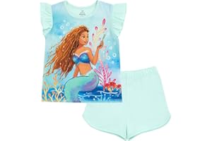 Disney Minnie Mouse Lilo & Stitch Little Mermaid Ariel Floral T-Shirt and French Terry Shorts Outfit Set Infant to Big Kid