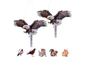 OFFICREATIVE 2Pack Fake Owl Hanging Owl to Keep Birds Away Reflective Hanging Bird Decoration with Reflective Tape Effective Bird Control Device to Keep Birds Away from Outdoor Garden Yard