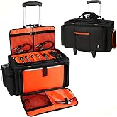 Timoxi Large Rolling DJ Bag Built-in hard plastic With Detachable Trolley | Waterproof nylon Large Capacity 7 Detachable Divider &amp; Padded Shoulder Strap, fit up to 15.6'' laptop