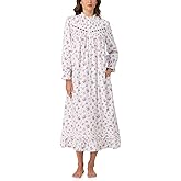 Eileen West Womens Sleepwear & Loungewear - Brushed Flannel Collection - 100% Cotton Highneck Long Sleeve 50" Nightgown