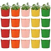 Ohiyoo 20 Pack 10 Gallon Grow Bags, Colorful Potato Plant Grow Bags with Handles, Nonwoven Fabric Garden Pots for Vegetable Fruit Flowers Herbs Tomato Potato Growing (10 Gal)