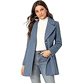 Allegra K Women's Elegant Overcoat Notched Shawl Collar Single Breasted Outerwear Winter Long Coat