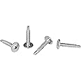 #8 x 1" Phillips Modified Truss Head Self-Drilling Tek Screw, Zinc-Plated Steel for Sheet Metal Attaches Wire Lath to Metal Studs - Box of 100