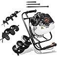 DC HOUSE Post Hole Digger, 52cc 1800W Gas Powered Earth Auger Earth Digger, Auger Post Hole Digger with Two Drill Bit 6" & 10" and Extension Rods, for Fence, Farmland and Garden, EPA Certified