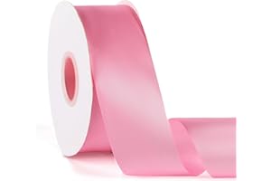 BOMYBAW Double Faced Solid Color Peach Pink Satin Ribbon 2" X 50 Yards Continuous, High Density Polyester Ribbon for Gifts Wrapping, Wedding, Party, Crafts, Hair Bows, Flowers, Home DIY Decor