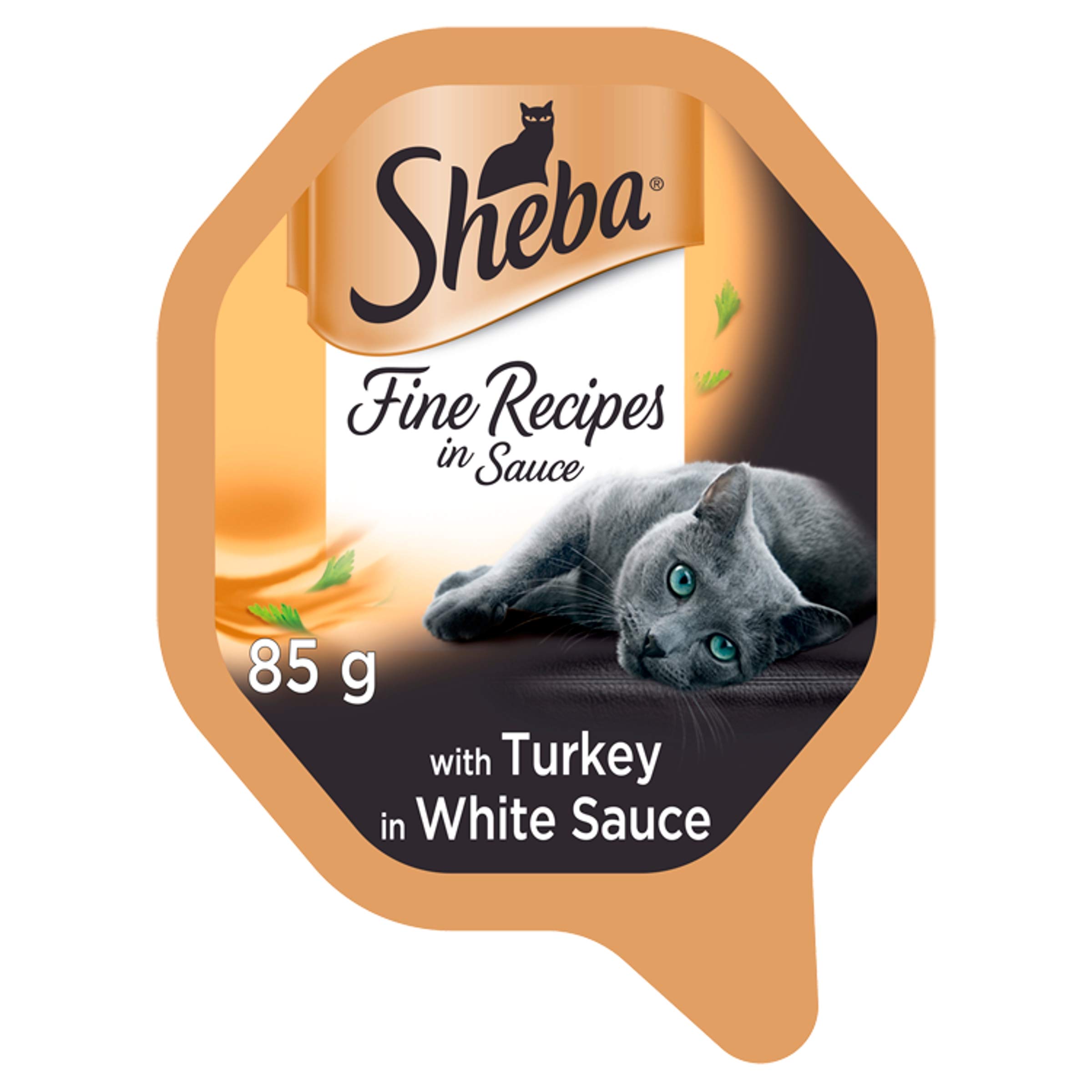 Sheba Fine Recipes, Wet Cat Food Trays, with Turkey in Sauce, 22 x 85 g
