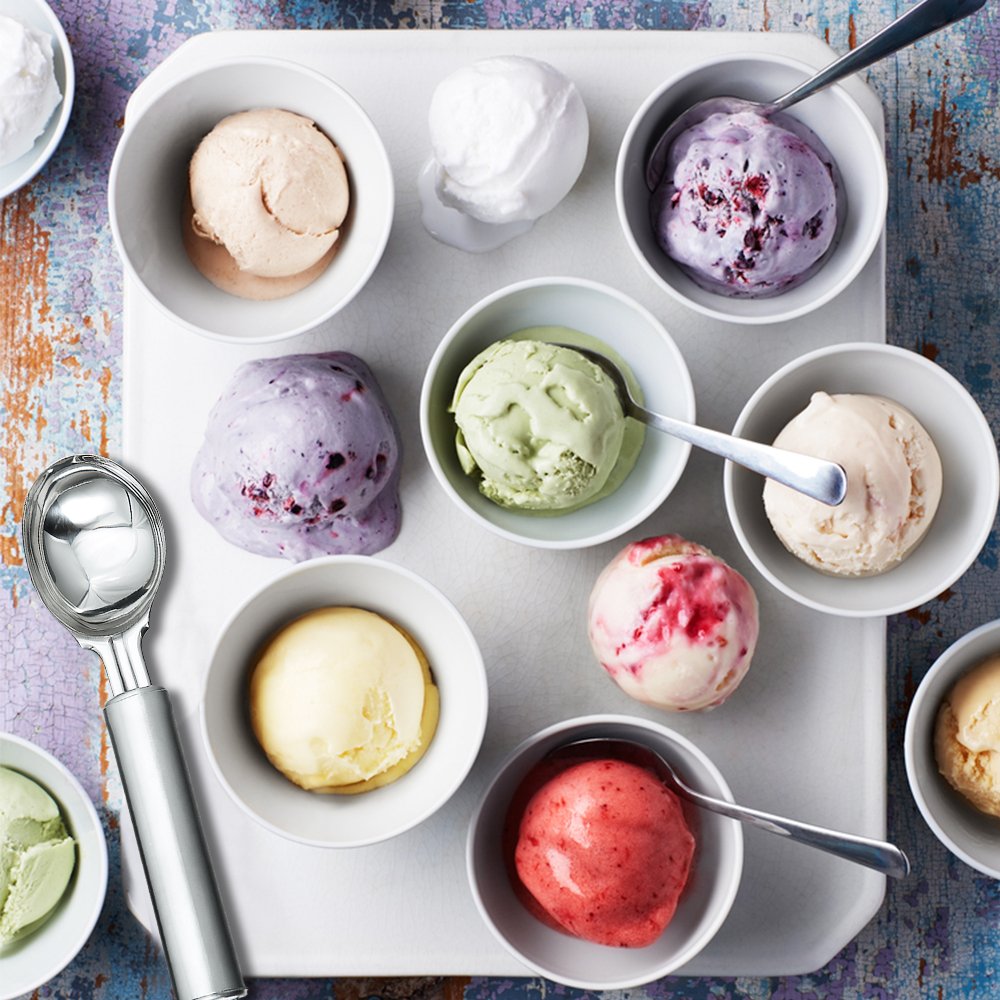 TAFOND Stainless Steel Long-Handled Ice Cream Scoop Spade Cookie Dough Spoon 2oz