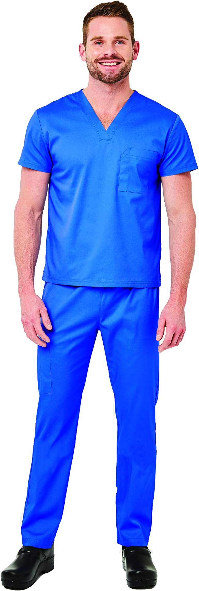 Womens Mens Scrub Set 5 Pocket 4-Way Stretch Unisex V-Neck Top Tapered Pant Elements EL9915