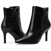 Elisabet Tang Women Chic Heeled Ankle Boots,Sexy Pointed Toe with 3 Inch High Heel Fashion Stylish Booties with Side Zipper Evening Party Dress Shoes
