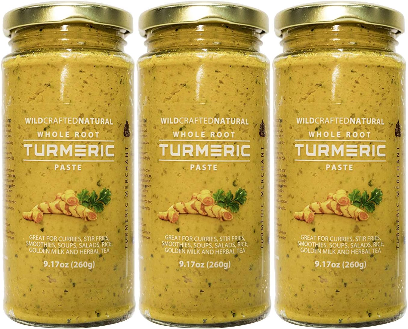 Traditional Merchant Organic Wild Crafted Whole Root Turmeric Paste 9.17 OZ (Pack - 3)
