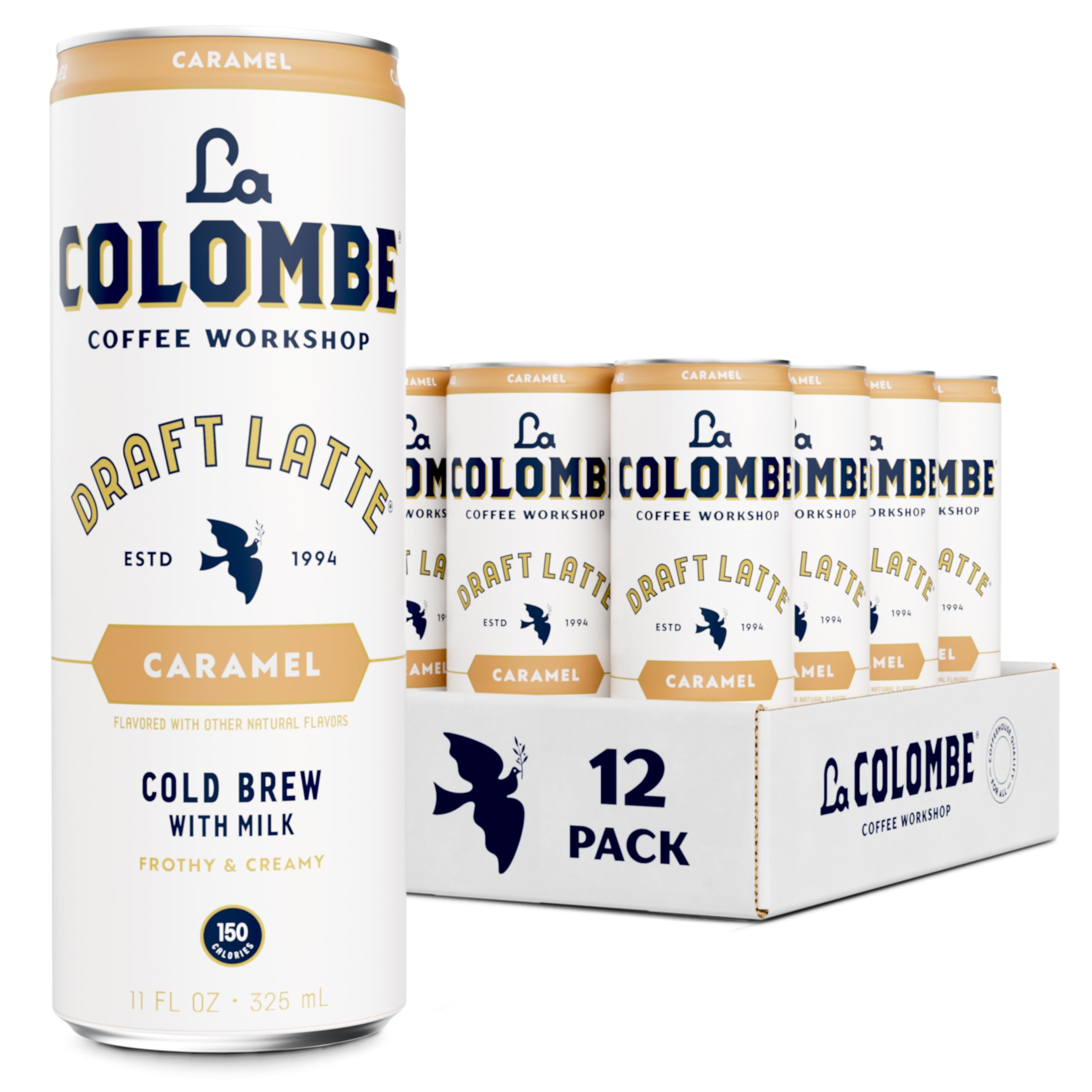 Photo 1 of ***Factory seal***
La Colombe Coffee, Caramel Draft Latte, 11 fl oz Cans (Pack of 12), Coffeehouse Quality Cold Brew, Specialty Grade Coffee Beans, Ready-to-Drink On-the-Go