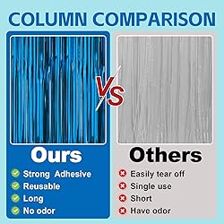PABUES 3 Pack 3.3 x 6.6 FT Dark Blue Foil Fringe