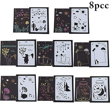 Coxeer 8PCS Painting Template DIY Drawing Stencil Set Multi Purpose DIY Drawing Template