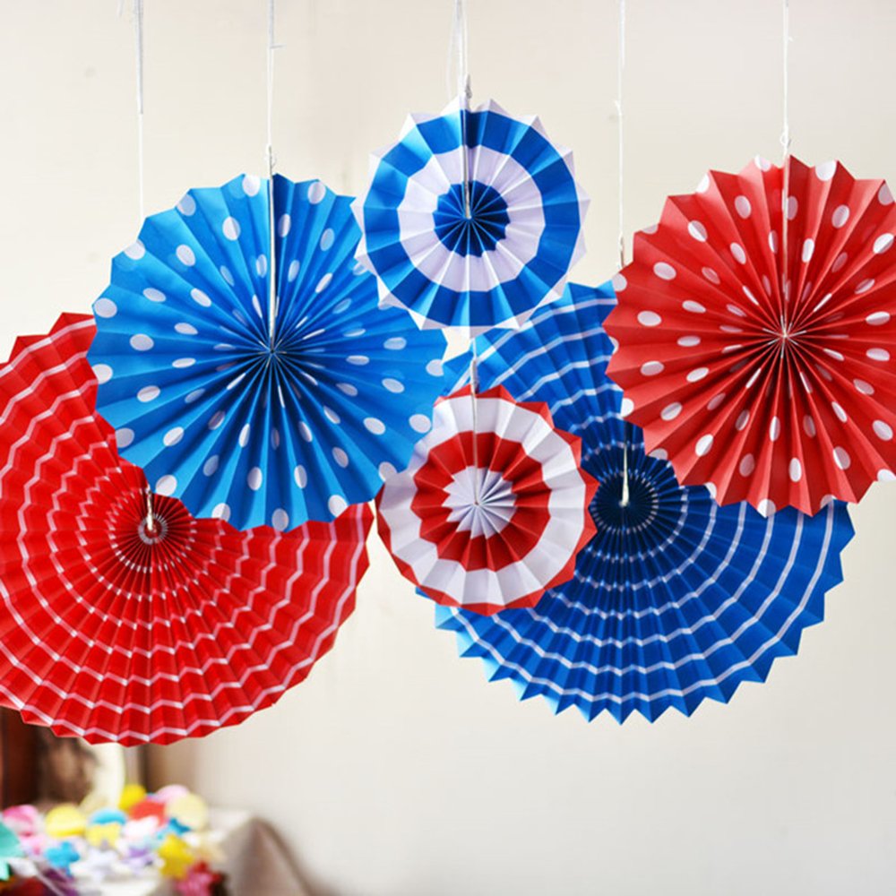 Paper Fan Decoration Set of 12 for Wedding Birthday And Various Parties Colorful Fan Party Decor