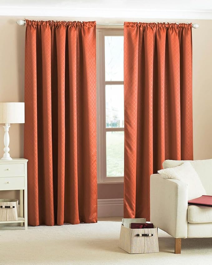 Diamond Woven Blackout Curtains Terracotta 66 x 72 Amazon.co.uk