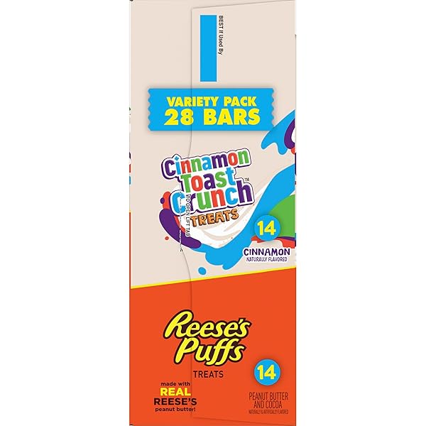 CINNAMON TOAST CRUNCH AND REESE’S PUFFS CEREAL TREAT BARS VARIETY PACK, SNACK BARS, 28 CT, 23.8 OZ