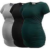 Smallshow Women's Maternity Tops Side Ruched Tunic T-Shirt Pregnancy Clothes