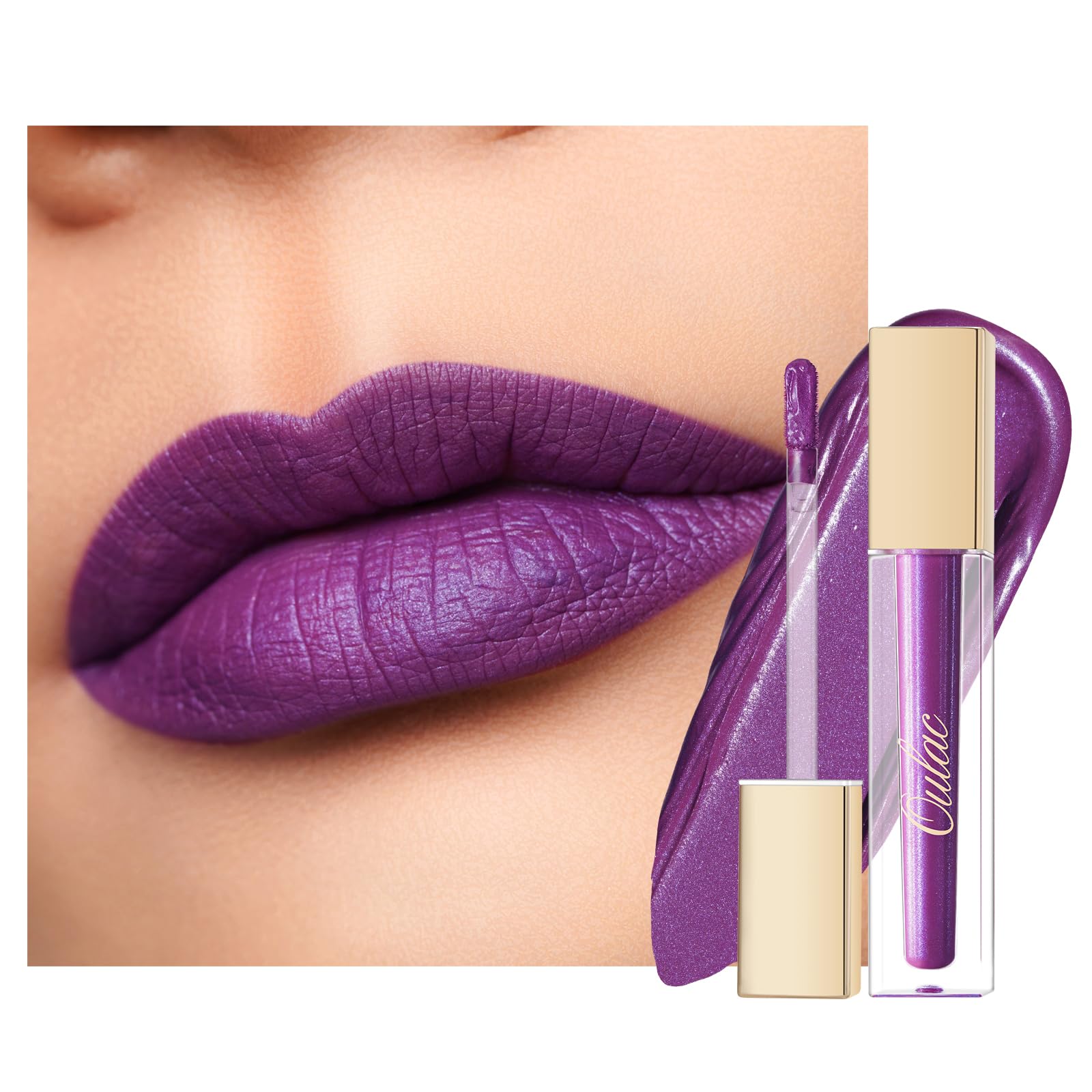 Oulac Matte Liquid Purple Lipstick for Women, Violet Long Lasting Lip Gloss, Waterproof, Highly Pigmented Creamy Formula Lipstick with Vitamin E, Vegan, 4.5ml (MS04) — image 1