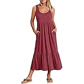 ANRABESS Women's Summer Sleeveless Maxi Sundress Swing Casual Flowy Tiered Shirts Dress Beach Travel Vacation Outfits