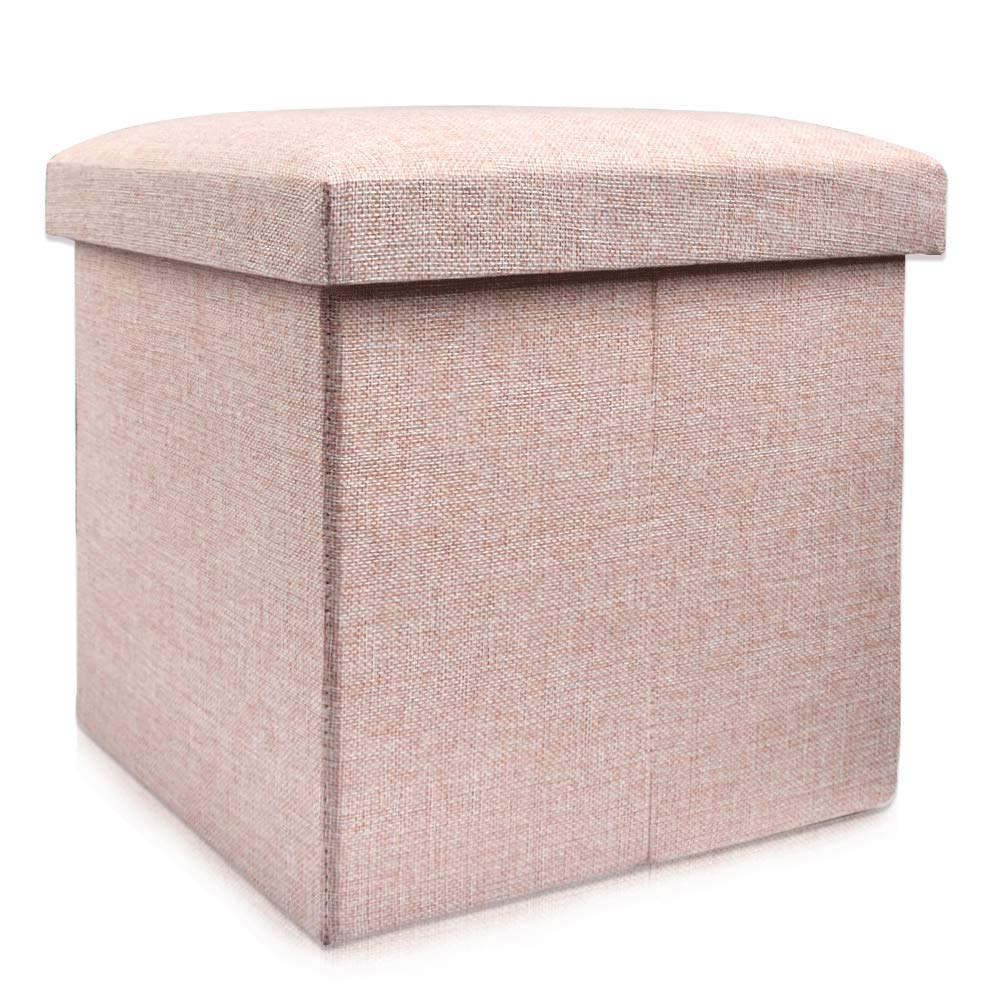 Timesetl Foldable Cotton Ottoman Storage Box Cum Sitting Stool Cotton Organizer Containers Laundry Boxes For Living Room Pack Of 1 Pink 30 X 30 X 30 Cm Amazon In Home Kitchen