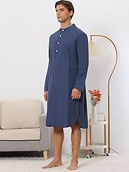 Lars Amadeus Men's Navy Nightshirt Sleep Shirt