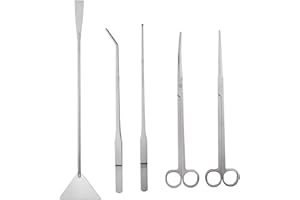 Samyo Stainless Steel Aquarium Aquascaping Kit Aquarium Tank Aquatic Plant Tools Sets Tweezers Scissor Spatula - 5 Tools