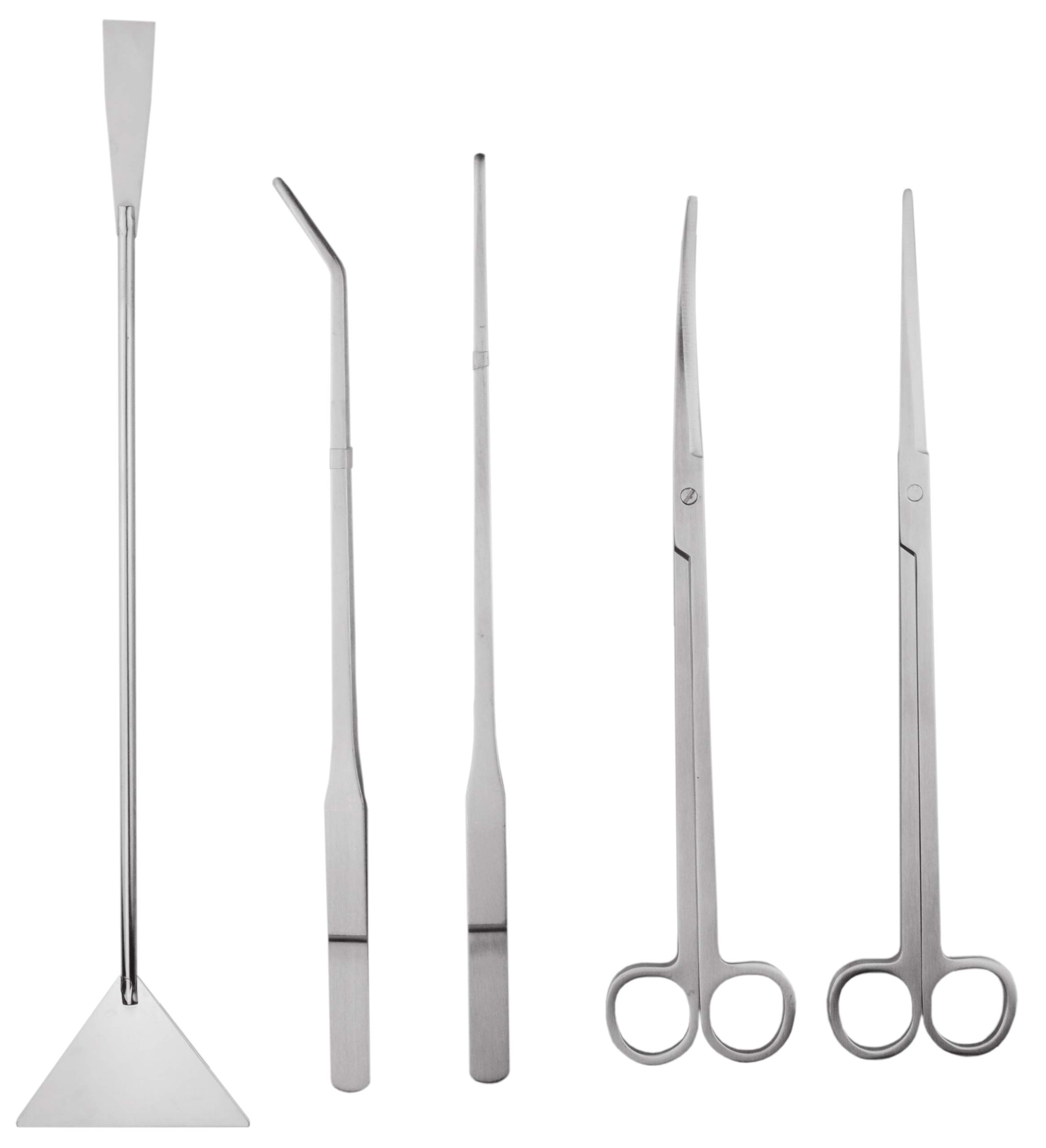 Stainless Steel Aquarium Aquascaping Kit Aquarium Tank Aquatic Plant Tools Sets Tweezers Scissor Spatula - 5 Tools