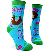 Sloth is My Spirit Animal Funny Saying Novelty Crew Socks for Women, 1 Pair, 1 Size Fits Most