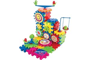Krazy Gears Gear Building Toy Set - Interlocking Learning Blocks - Motorized Spinning Gears - 81 Piece Playground Edition