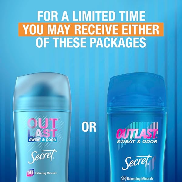 SECRET OUTLAST ANTIPERSPIRANT DEODORANT FOR WOMEN, 72HR SWEAT & ODOR PROTECTION, PH BALANCING MINERALS, CLEAR GEL, UNSCENTED 3.4 OZ