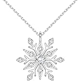 MILACOLATO Snowflake Necklace 925 Sterling Silver Snowflake Pendant Necklace 18K Gold Plated Sparkle Cubic Zirconia Snowflake Necklace Thanksgiving Xmas Christmas Jewerly Gifts for Women