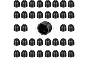 37 PCS Black M10 Bolt Nut Protective Cap, Dome Head Plastic Bolt Caps Black Hexagonal Protective Cap Exposed
