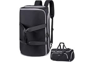 VESSGRA Convertible Travel Garment Bag, Carry on Garment Duffel Bag for Men Women - 4 in 1 Hanging Suit Business Travel Bag with Double Back Strap and Detachable Shoulder, Waterproof -Black